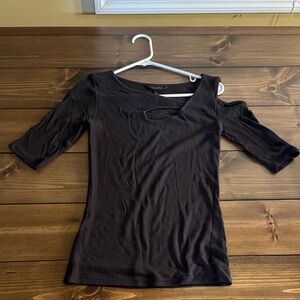 Elegant Black Cut-Out Short Sleeve Top